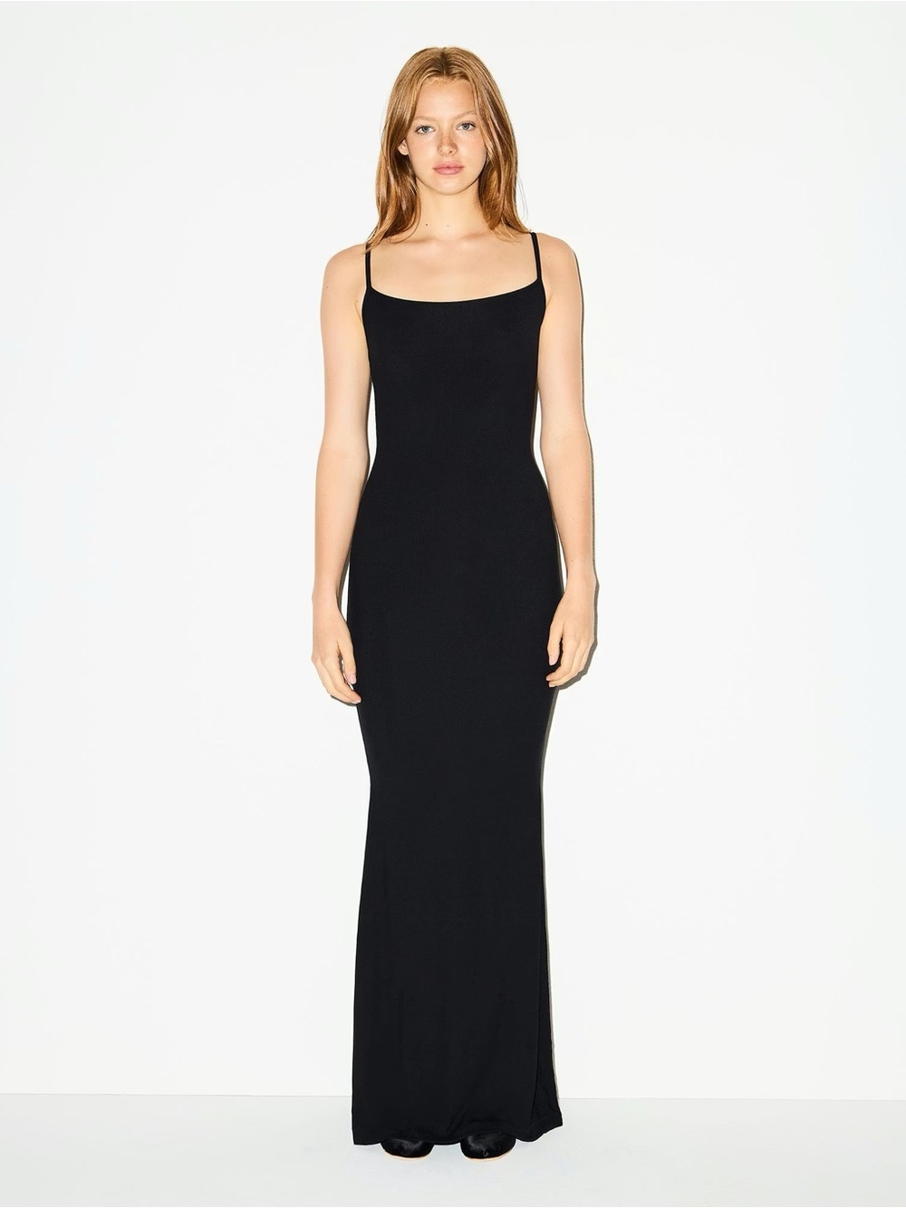 SKIMS Black Slim Maxi Slip Dress